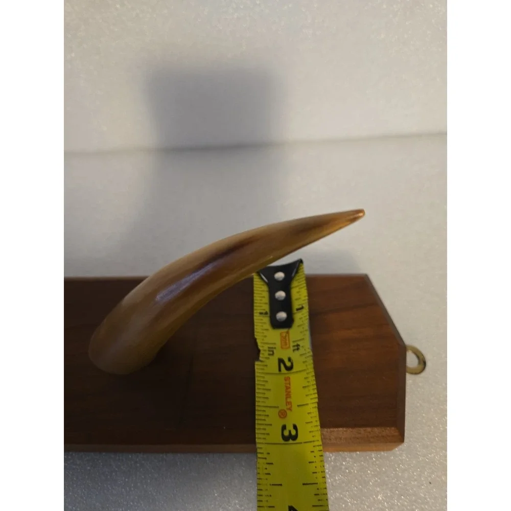 Mid Century Modern Wood Wall Coat Rack 2 Horn Hooks Teak Danish Style Vtg 15